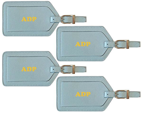 Personalized Monogrammed Leather Luggage Tags - 4 Pack - A&A Creative Designs