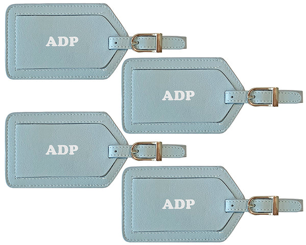 Personalized Monogrammed Leather Luggage Tags - 4 Pack - A&A Creative Designs