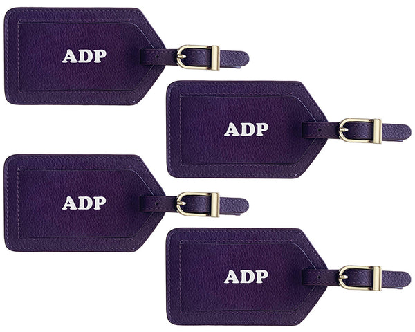 Personalized Monogrammed Leather Luggage Tags - 4 Pack - A&A Creative Designs