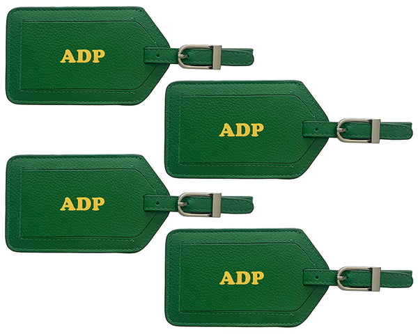 Personalized Monogrammed Leather Luggage Tags - 4 Pack - A&A Creative Designs