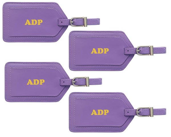 Personalized Monogrammed Leather Luggage Tags - 4 Pack - A&A Creative Designs