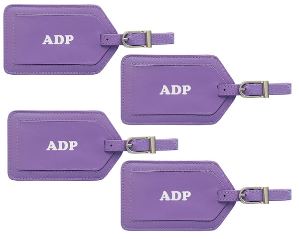 Personalized Monogrammed Leather Luggage Tags - 4 Pack - A&A Creative Designs