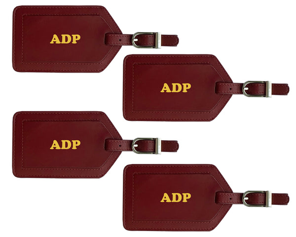 Personalized Monogrammed Leather Luggage Tags - 4 Pack - A&A Creative Designs