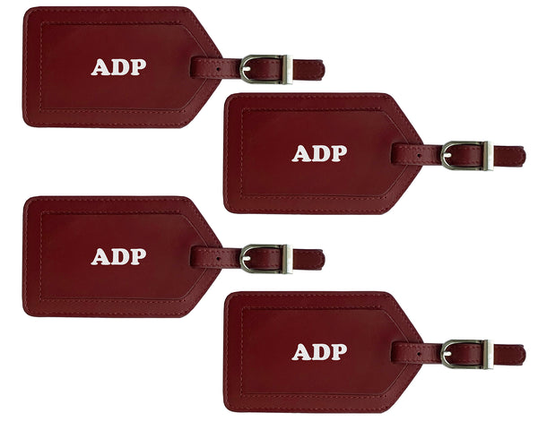 Personalized Monogrammed Leather Luggage Tags - 4 Pack - A&A Creative Designs