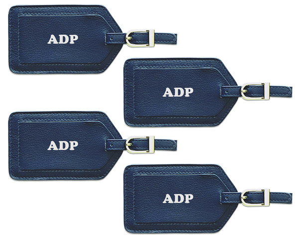 Personalized Monogrammed Leather Luggage Tags - 4 Pack - A&A Creative Designs