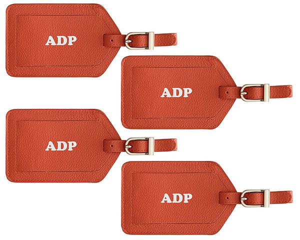 Personalized Monogrammed Leather Luggage Tags - 4 Pack - A&A Creative Designs