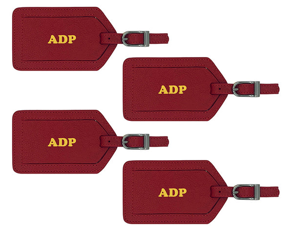 Personalized Monogrammed Leather Luggage Tags - 4 Pack - A&A Creative Designs