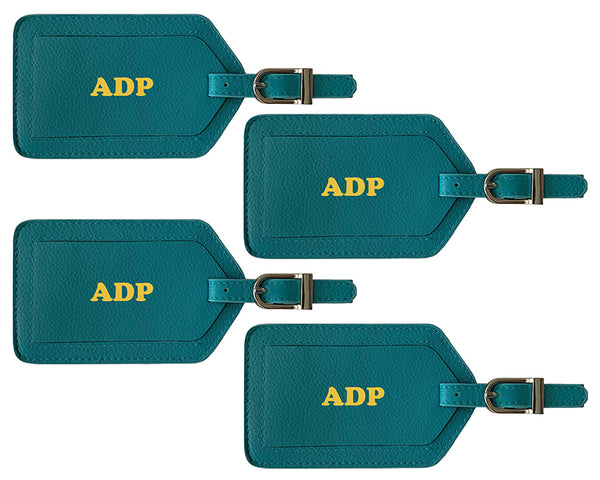 Personalized Monogrammed Leather Luggage Tags - 4 Pack - A&A Creative Designs