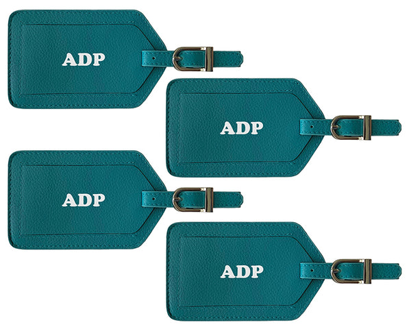 Personalized Monogrammed Leather Luggage Tags - 4 Pack - A&A Creative Designs
