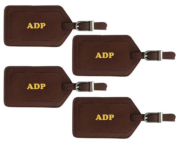 Personalized Monogrammed Leather Luggage Tags - 4 Pack - A&A Creative Designs