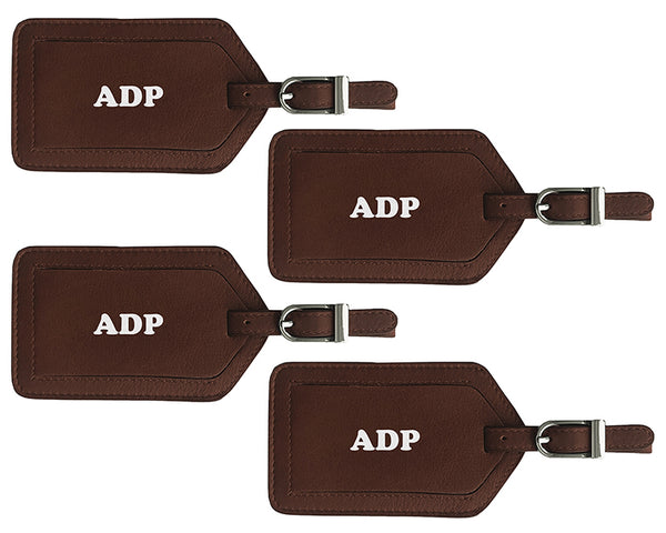 Personalized Monogrammed Leather Luggage Tags - 4 Pack - A&A Creative Designs