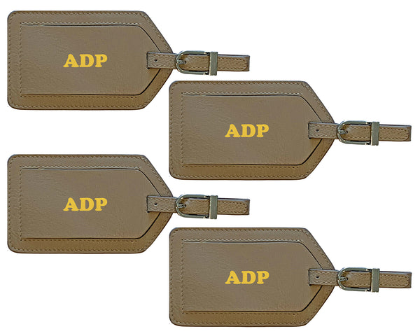 Personalized Monogrammed Leather Luggage Tags - 4 Pack - A&A Creative Designs