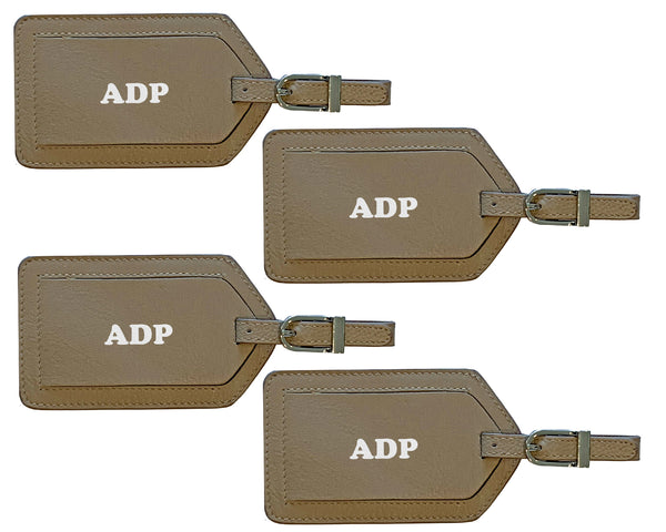 Personalized Monogrammed Leather Luggage Tags - 4 Pack - A&A Creative Designs