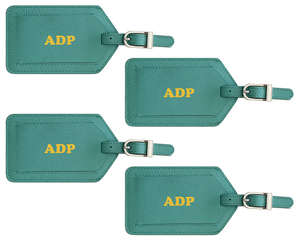 Personalized Monogrammed Leather Luggage Tags - 4 Pack - A&A Creative Designs