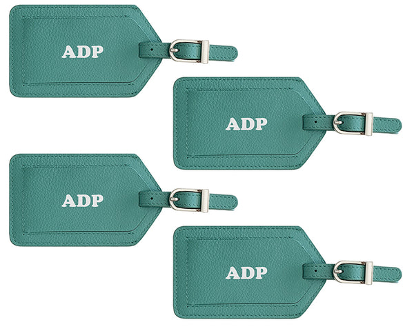 Personalized Monogrammed Leather Luggage Tags - 4 Pack - A&A Creative Designs