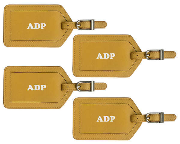 Personalized Monogrammed Leather Luggage Tags - 4 Pack - A&A Creative Designs