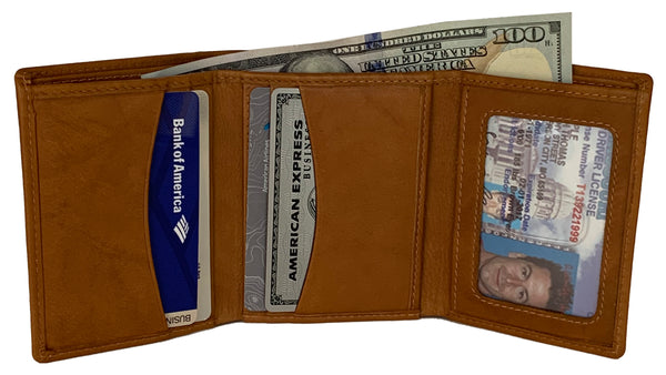Personalized RFID Blocking Leather Trifold Men's Wallet - A&A Creative Designs