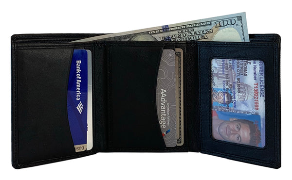 Personalized RFID Blocking Leather Trifold Men's Wallet - A&A Creative Designs
