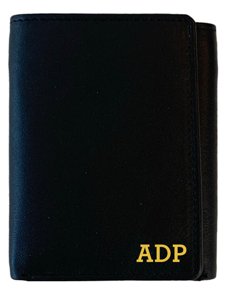 Personalized RFID Blocking Leather Trifold Men's Wallet - A&A Creative Designs