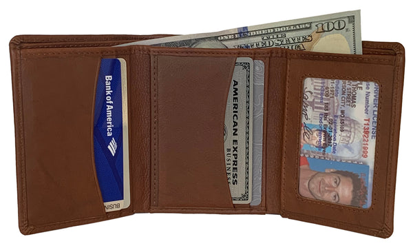 Personalized RFID Blocking Leather Trifold Men's Wallet - A&A Creative Designs