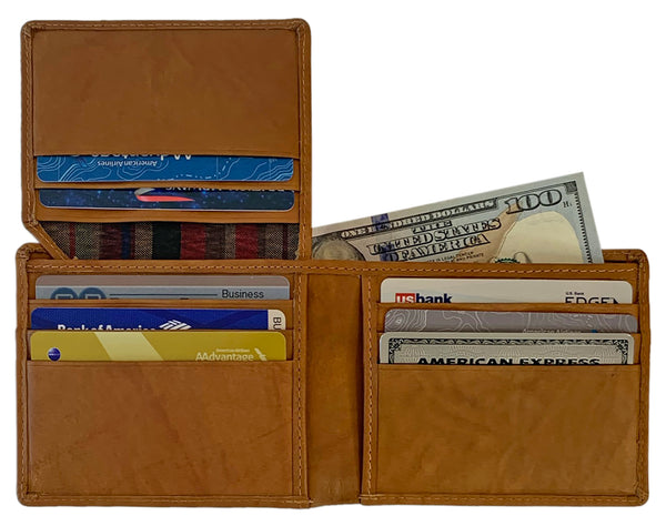 Personalized RFID Blocking Leather Bifold Men's Wallet With ID Window - A&A Creative Designs