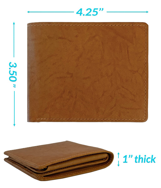 Personalized RFID Blocking Leather Bifold Men's Wallet With ID Window - A&A Creative Designs