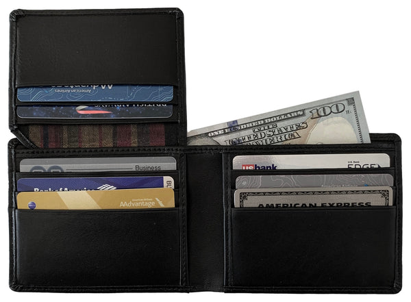 Personalized RFID Blocking Leather Bifold Men's Wallet With ID Window - A&A Creative Designs