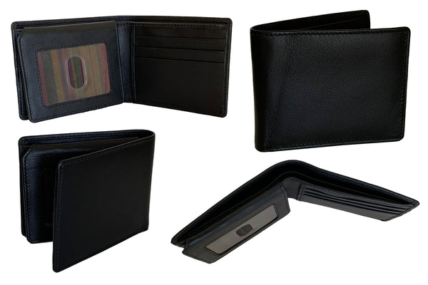 Personalized RFID Blocking Leather Bifold Men's Wallet With ID Window - A&A Creative Designs