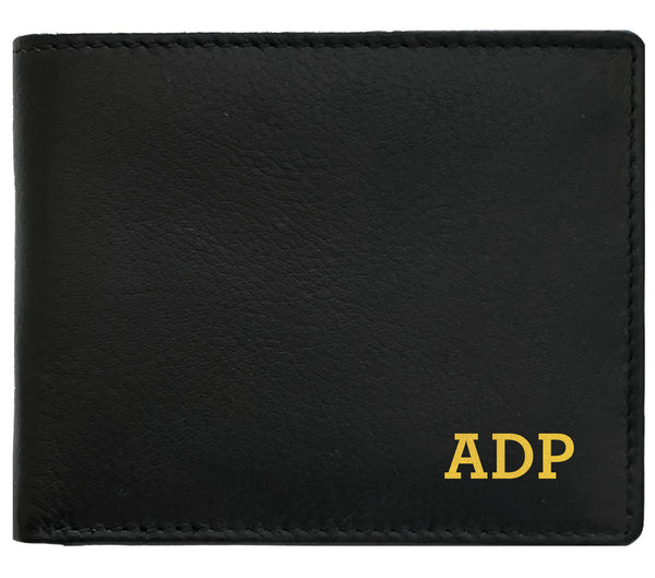 Personalized RFID Blocking Leather Bifold Men's Wallet With ID Window - A&A Creative Designs