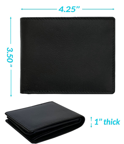 Personalized RFID Blocking Leather Bifold Men's Wallet With ID Window - A&A Creative Designs