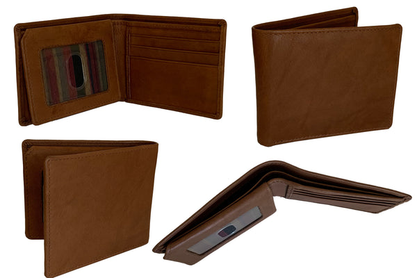 Personalized RFID Blocking Leather Bifold Men's Wallet With ID Window - A&A Creative Designs