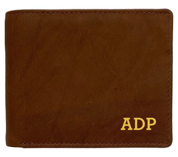 Personalized RFID Blocking Leather Bifold Men's Wallet With ID Window - A&A Creative Designs