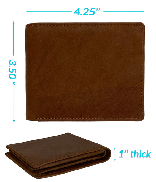 Personalized RFID Blocking Leather Bifold Men's Wallet With ID Window - A&A Creative Designs