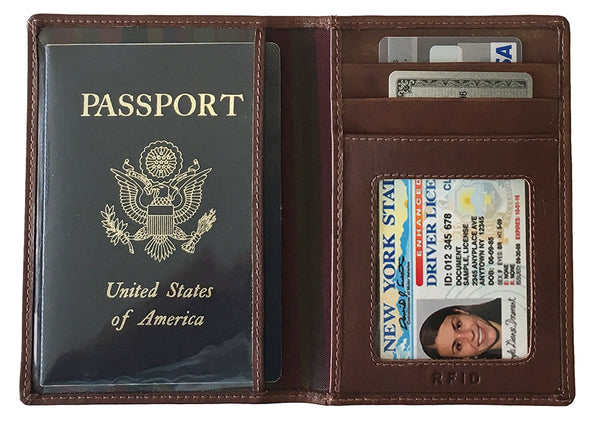 Personalized Monogrammed Leather RFID Passport Wallet and Luggage Tag - A&A Creative Designs