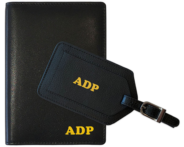 Personalized Monogrammed Leather RFID Passport Wallet and Luggage Tag - A&A Creative Designs