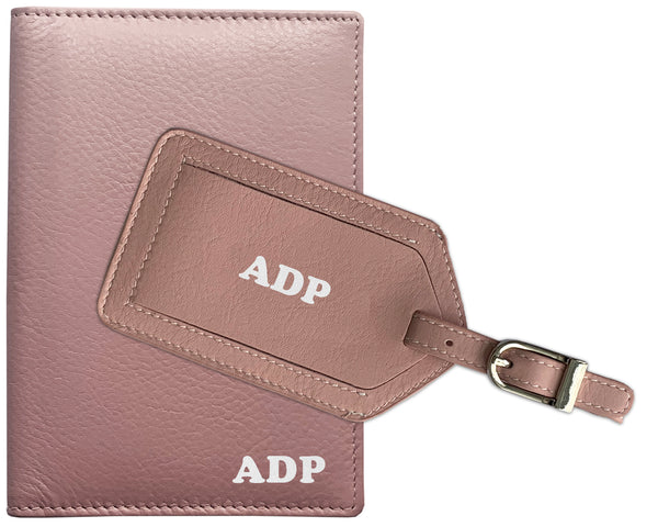 Personalized Monogrammed Leather RFID Passport Wallet and Luggage Tag - A&A Creative Designs