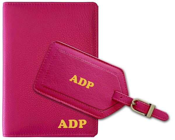 Personalized Monogrammed Leather RFID Passport Wallet and Luggage Tag - A&A Creative Designs