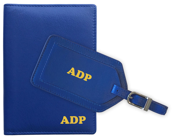 Personalized Monogrammed Leather RFID Passport Wallet and Luggage Tag - A&A Creative Designs