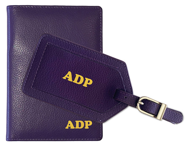 Personalized Monogrammed Leather RFID Passport Wallet and Luggage Tag - A&A Creative Designs