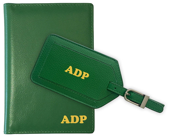 Personalized Monogrammed Leather RFID Passport Wallet and Luggage Tag - A&A Creative Designs