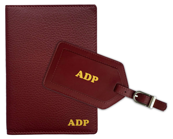Personalized Monogrammed Leather RFID Passport Wallet and Luggage Tag - A&A Creative Designs