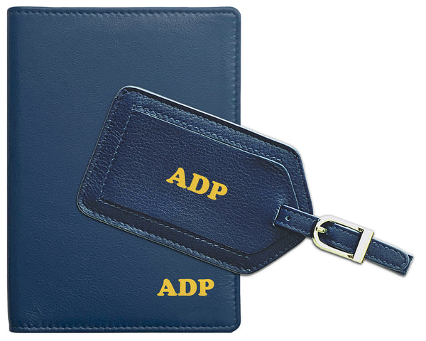 Personalized Monogrammed Leather RFID Passport Wallet and Luggage Tag - A&A Creative Designs
