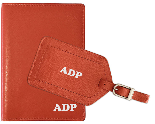 Personalized Monogrammed Leather RFID Passport Wallet and Luggage Tag - A&A Creative Designs