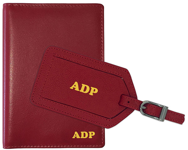 Personalized Monogrammed Leather RFID Passport Wallet and Luggage Tag - A&A Creative Designs