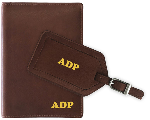Personalized Monogrammed Leather RFID Passport Wallet and Luggage Tag - A&A Creative Designs