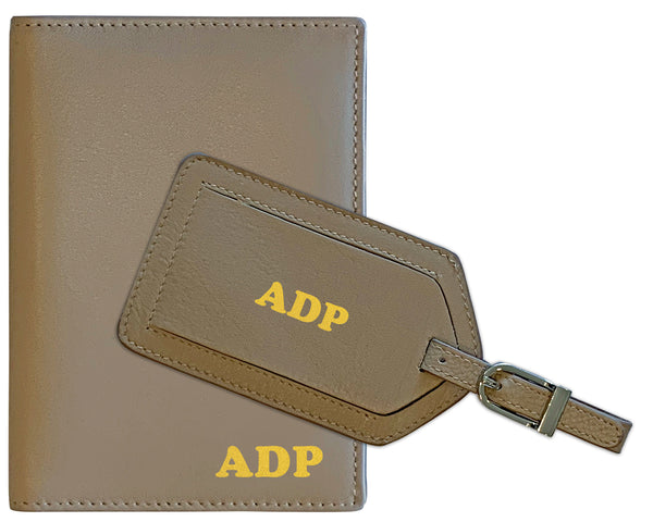 Personalized Monogrammed Leather RFID Passport Wallet and Luggage Tag - A&A Creative Designs