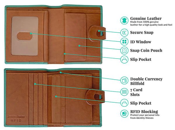 Personalized Genuine Leather Womens Small Wallet - A&A Creative Designs