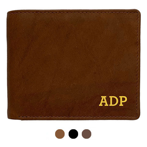 Personalized RFID Blocking Leather Bifold Men's Wallet With ID Window - A&A Creative Designs